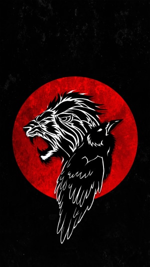 Minimalist Lion and Crow Artwork