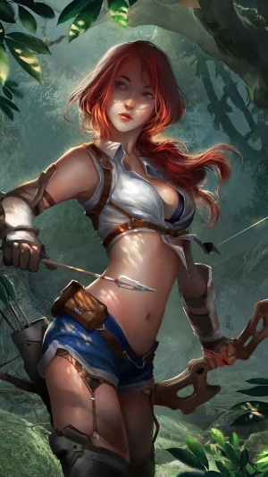 Fantasy Archer with Bow and Arrow in Forest