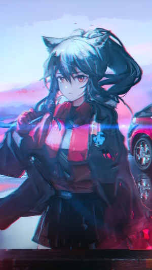 Anime girl with cat ears from Arknights