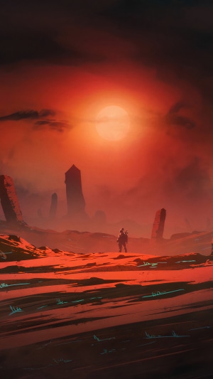 Digital Art of a lone figure in a desolate landscape