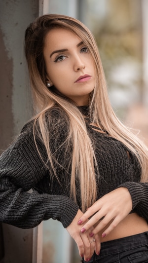 Woman in a black sweater