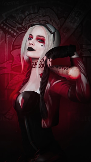 Harley Quinn artwork with baseball bat