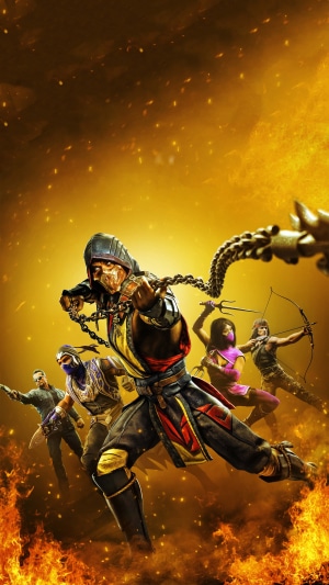 Scorpion and other fighters from Mortal Kombat 11