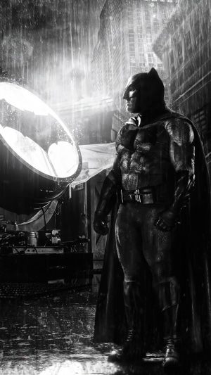 Batman from DC Comics in the rain