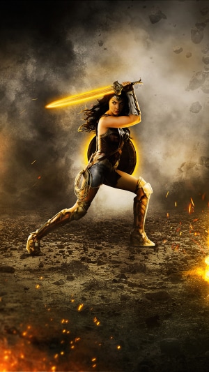 Wonder Woman with glowing sword