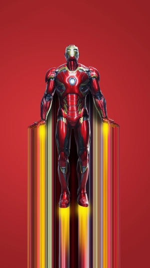 Iron Man flying with light trails