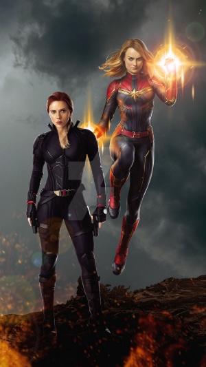 Black Widow and Captain Marvel artwork 4K