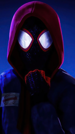 Miles Morales Spider-Man in a red hoodie