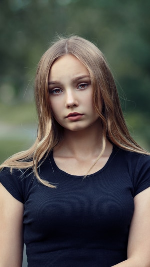 Girl in black t-shirt