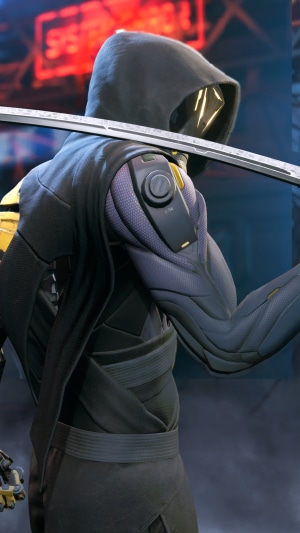 Ghostrunner holding a katana