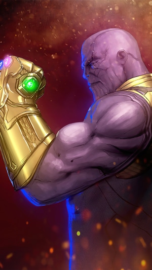 Thanos with the Infinity Gauntlet artwork