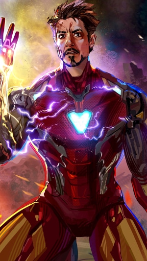 Iron Man artwork with lightning effects