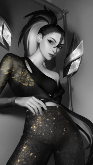 Kaisa from League of Legends monochrome
