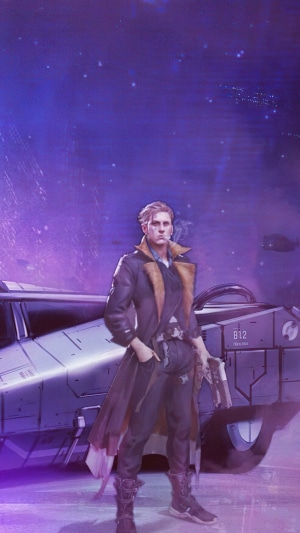 Man from Blade Runner 2049 with a vehicle