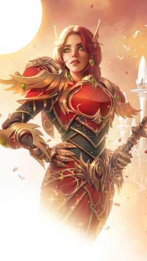Fantasy warrior elf with red hair and green eyes