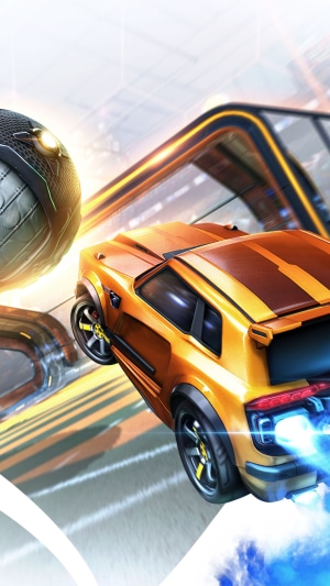 Rocket League car and ball on track