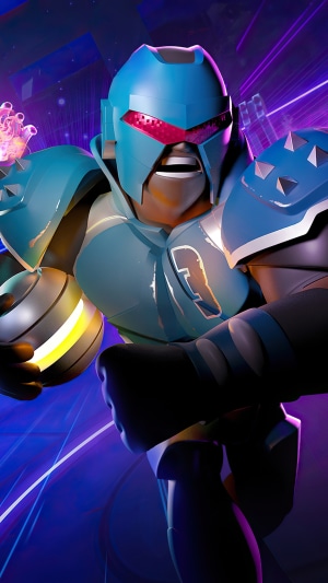 Hyperbrawl Tournament character with blue armor