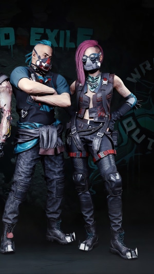 Two characters from Cyberpunk 2077