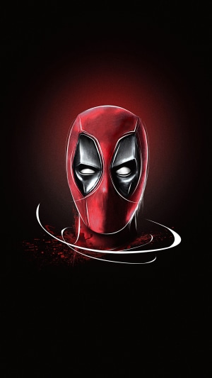 Deadpool mask artwork with red and black background
