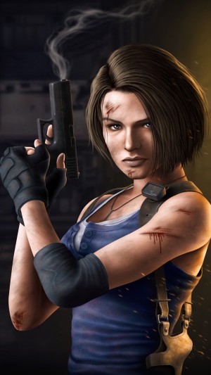 Jill Valentine from Resident Evil 3 holding a gun