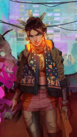 Cyberpunk woman with spray can