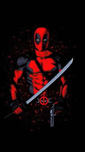 Deadpool with Katana and Gun 4K