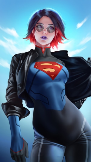 Supergirl artwork with Superman logo