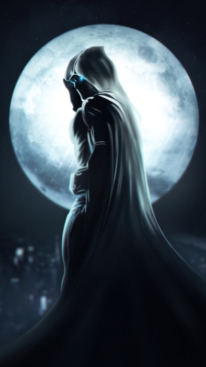 Moon Knight in front of the moon