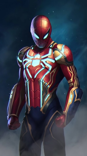 Spider-Man in Iron Spider suit artwork 4K
