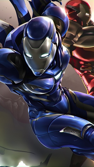 Iron Man suits in artwork