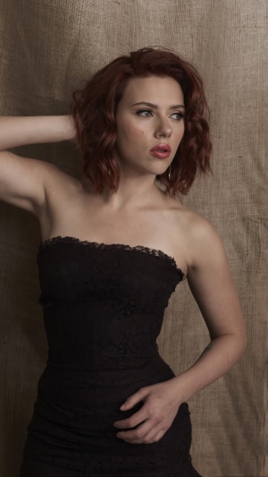 Scarlett Johansson in a black lace dress
