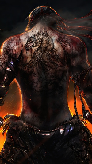 Man with dragon tattoo from games 4K