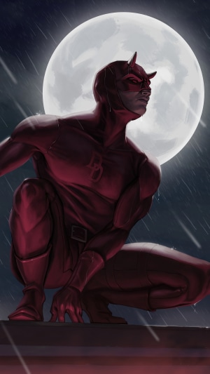 Daredevil artwork with a full moon