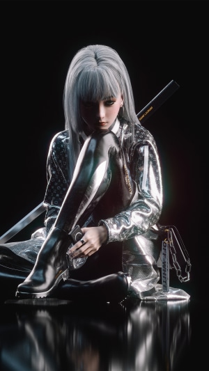 4K Artwork of a Woman with a Katana