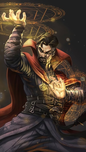Doctor Strange casting spells with magical circles