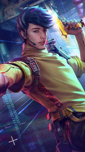 Character from Garena Free Fire with Futuristic Gun