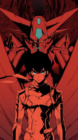 Anime boy with robot behind him