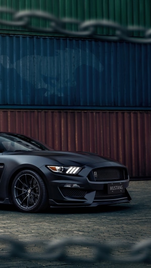Matte black Ford Mustang GT 4K