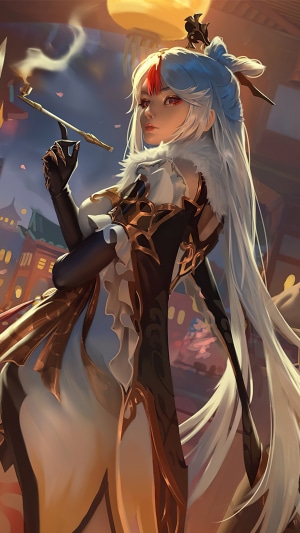 Ningguang from Genshin Impact smoking