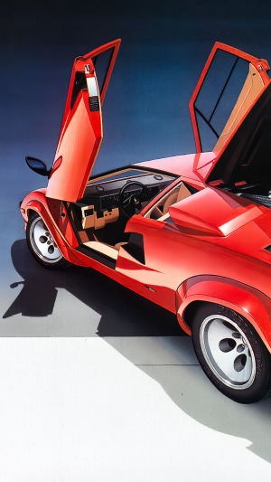 Red Lamborghini Countach with Doors Open