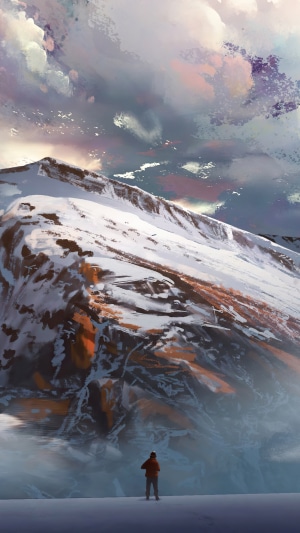 Digital Art of a Snow-Covered Mountain Landscape
