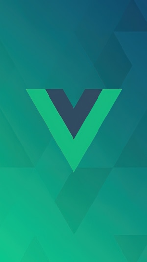 Vue JS logo on abstract geometric background 4K