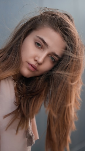 Young woman with long brown hair