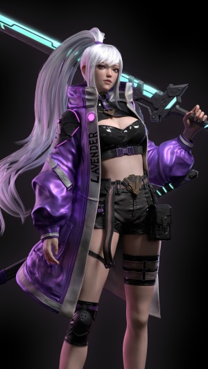 Warrior with sword and purple jacket