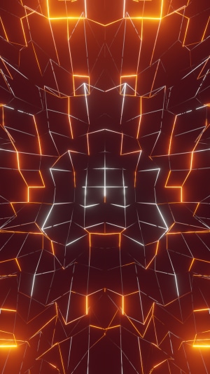 Abstract geometric pattern with glowing orange and white lines