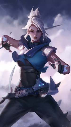 Jett from Valorant in a fighting stance