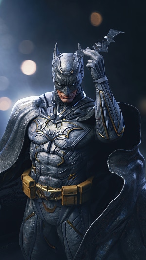 Batman holding a Batarang, 4K artwork