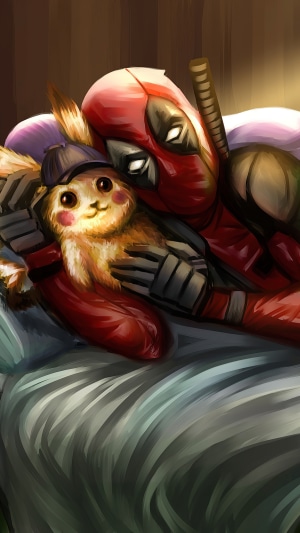 Deadpool with Pikachu from Pokemon artwork