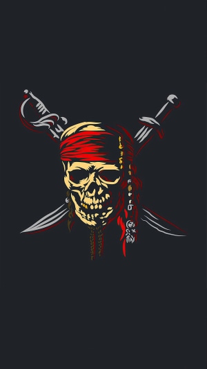Skull with bandana and crossed swords