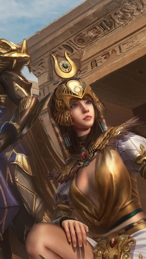 Woman in Egyptian Headdress and Armor